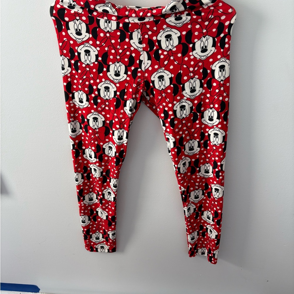 LuLaRoe Red and Black Pajama Bottoms with Mickey Mouse Design